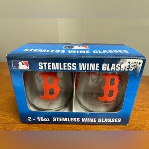 NWT Boston Red Sox Stemless Wine Glasses Set of 2 in Box MLB